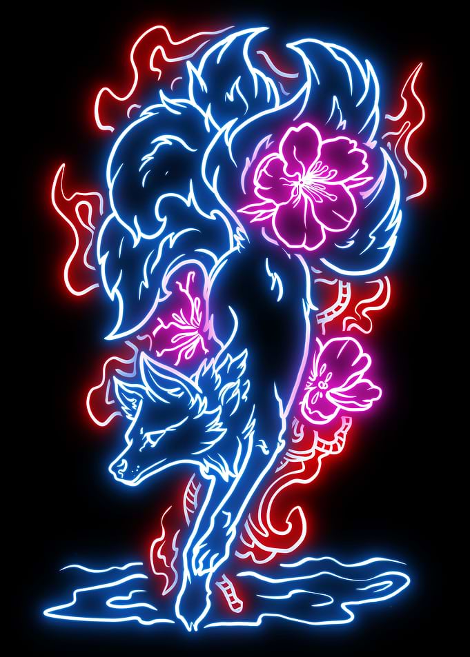 fox kitsune neon