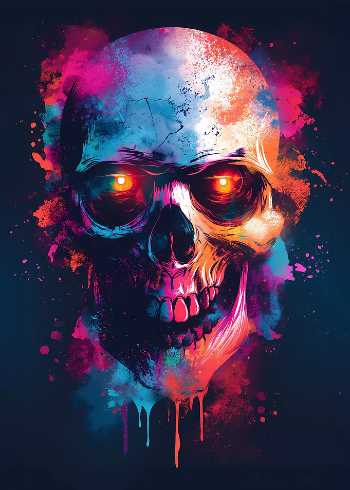 Pop art grunge skull