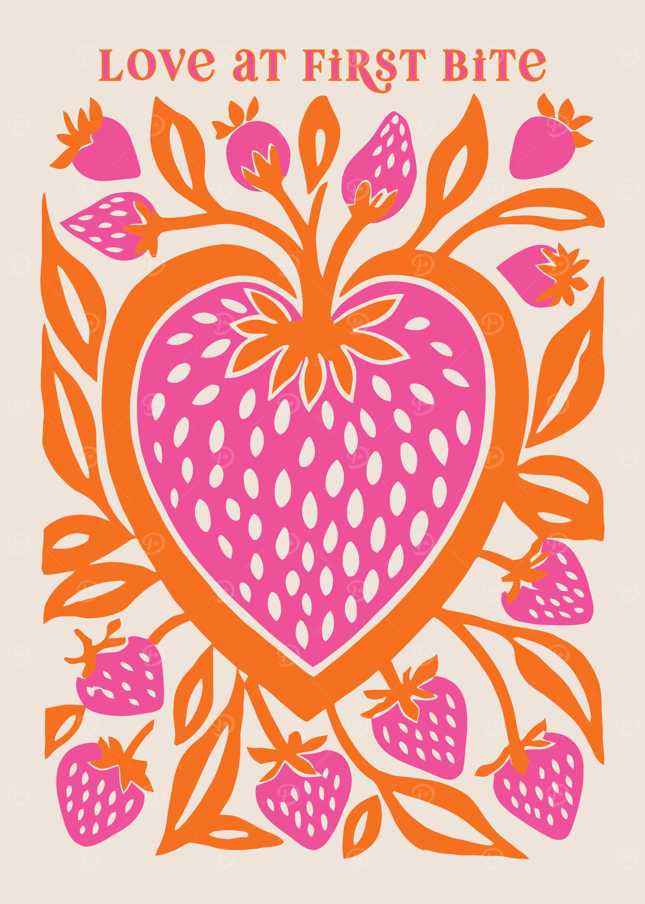Pink Strawberry Pop Art