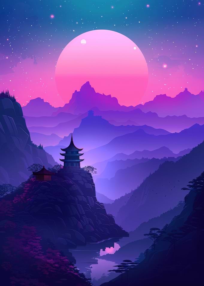 Temple Retro Mountain