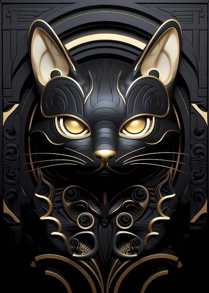 Elegant Golden Black Cat