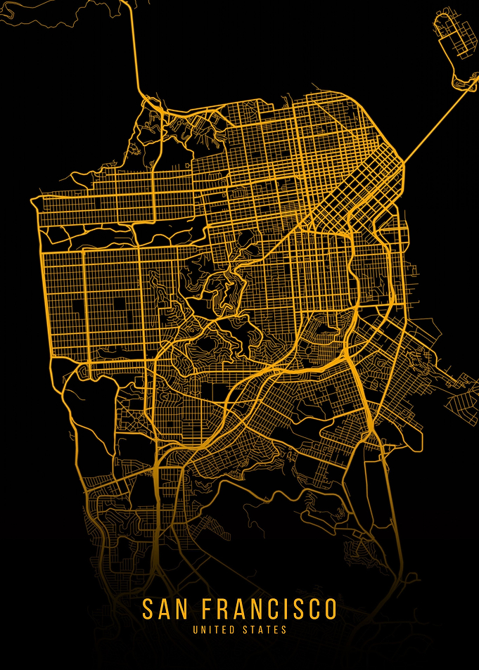 Golden San Francisco Map