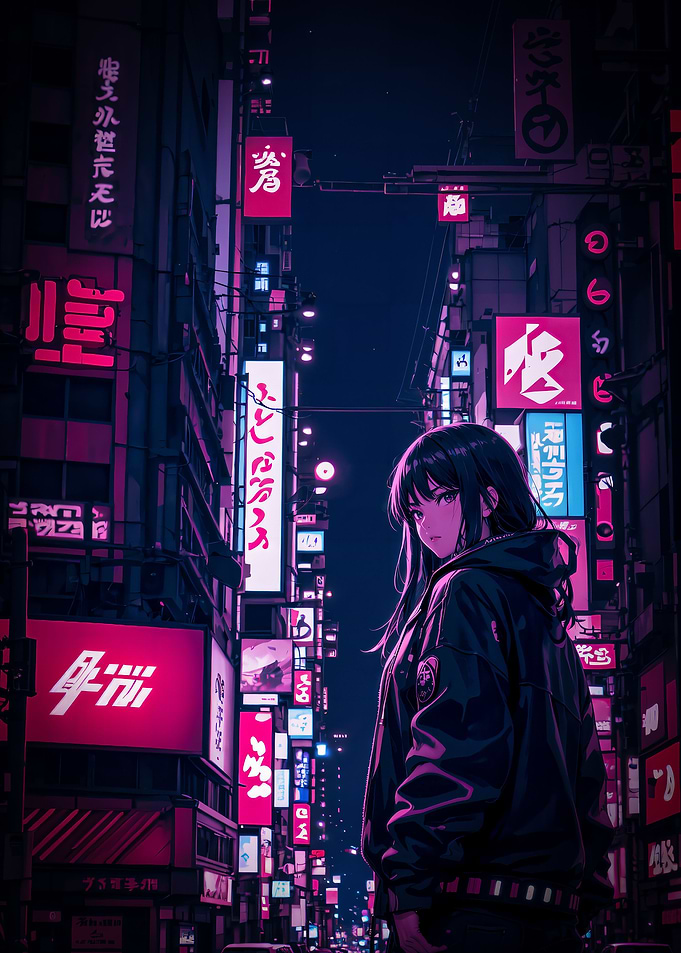 Anime Girl Cyberpunk Japan