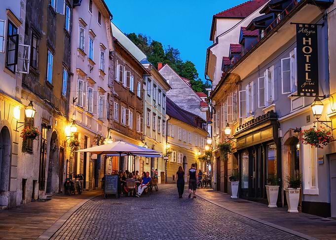 Ljubljana Old Town At Dusk
