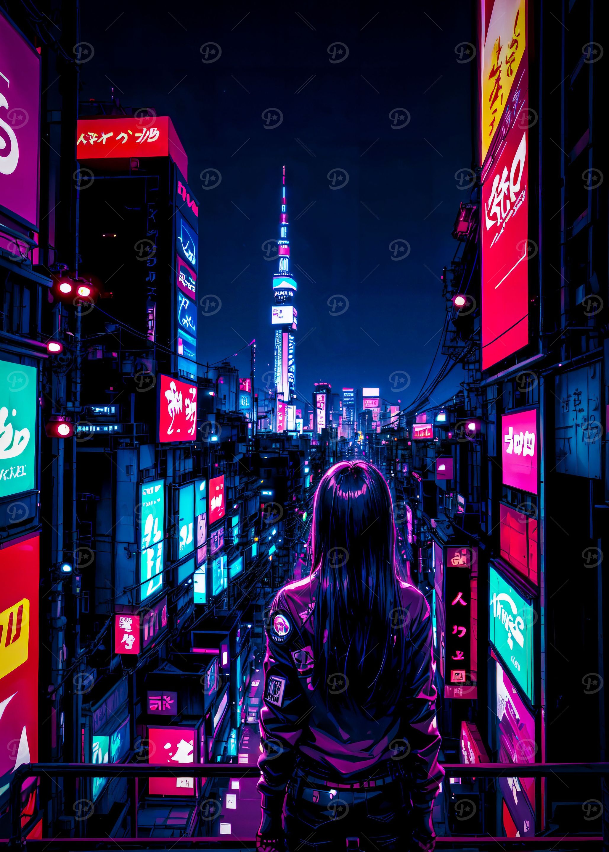 Girl Night Cyberpunk Anime