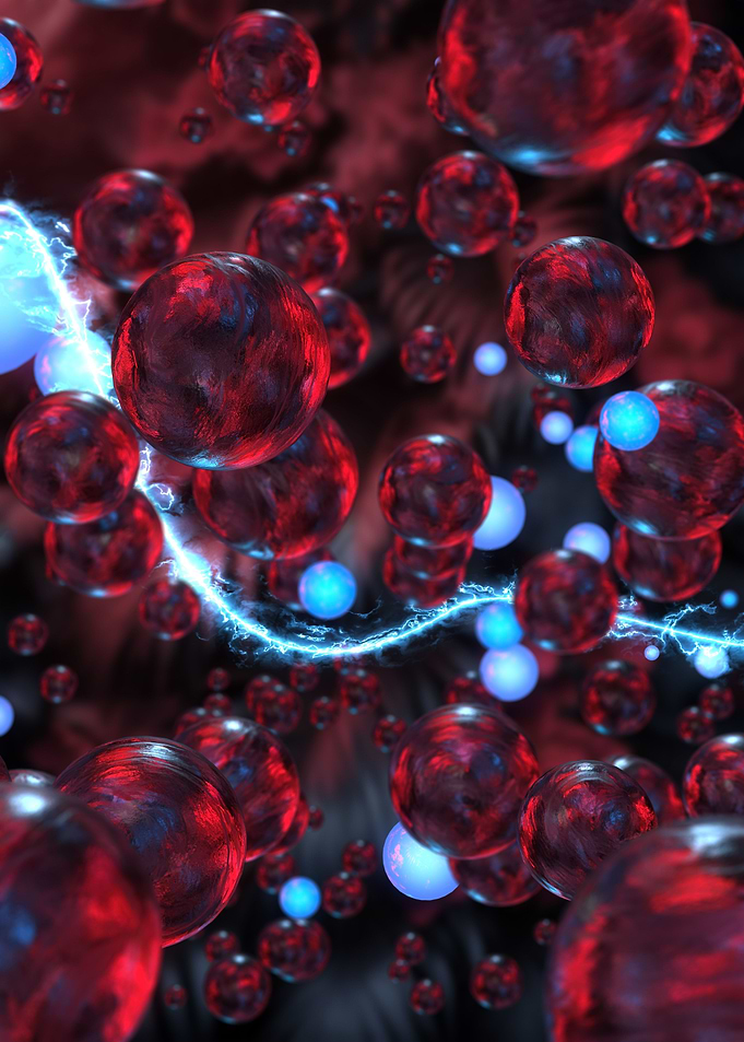 Abstract Red Glass Orbs