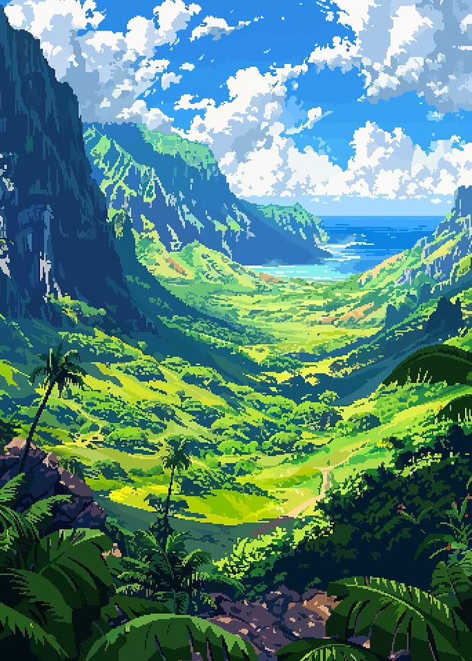 Hawaii Kauai Pixel Art