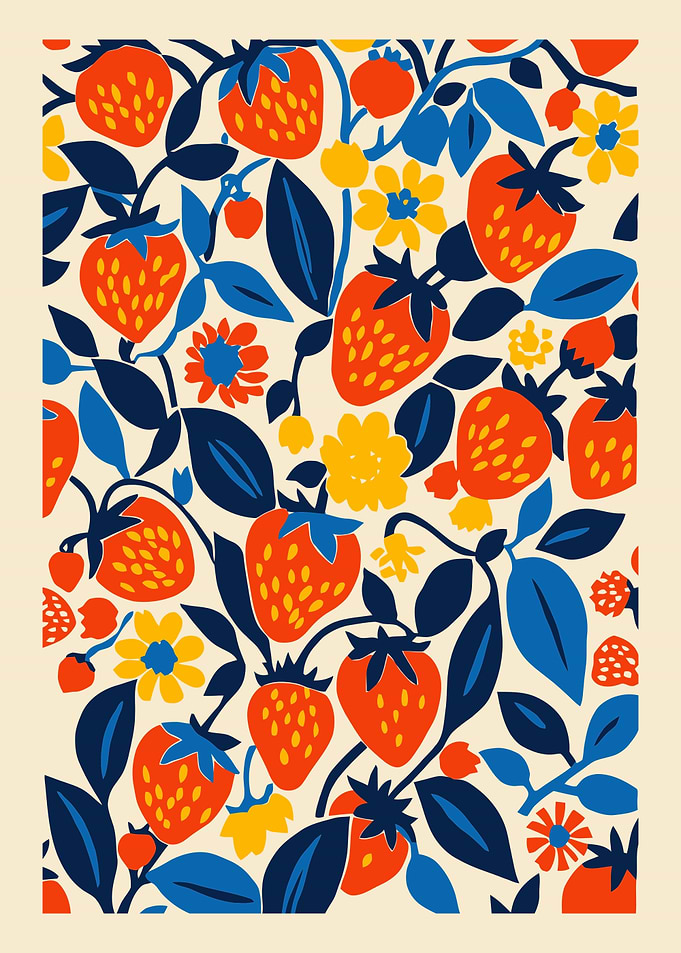 Vintage Strawberry Art