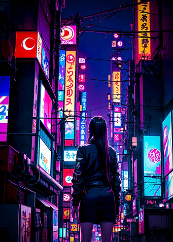 Cyberpunk Girl Tokyo Anime