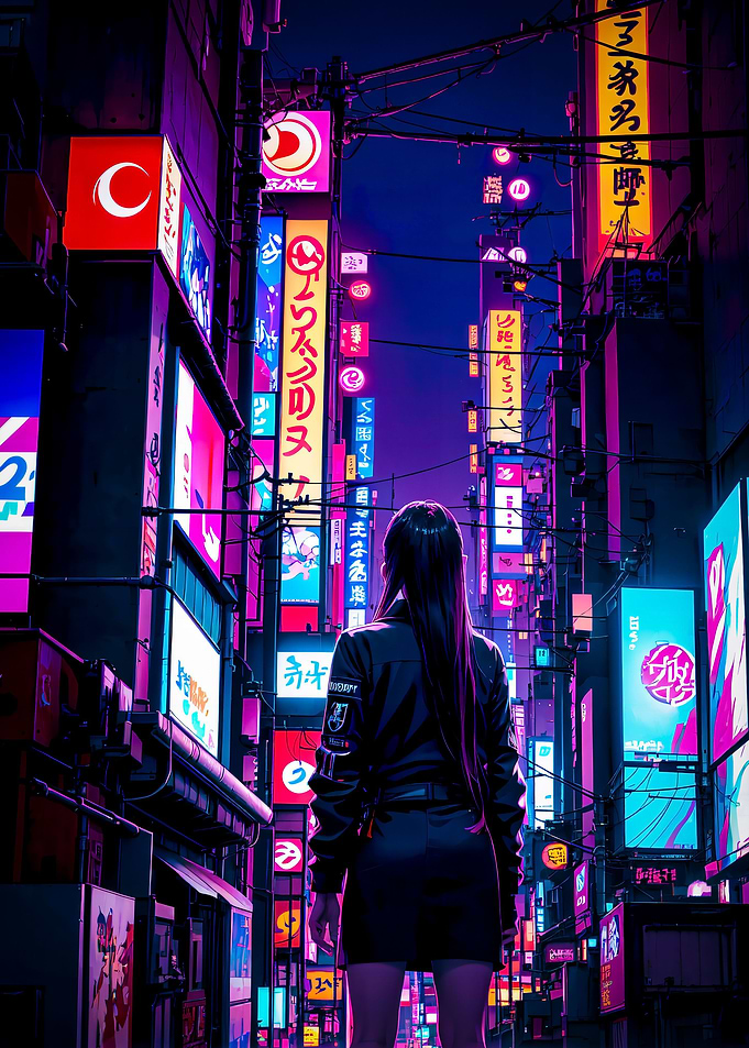 Cyberpunk Girl Tokyo Anime