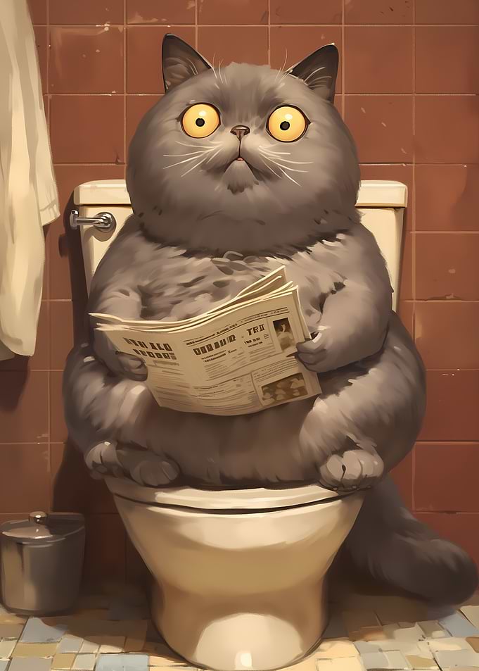 Surprised Cat on Toilet