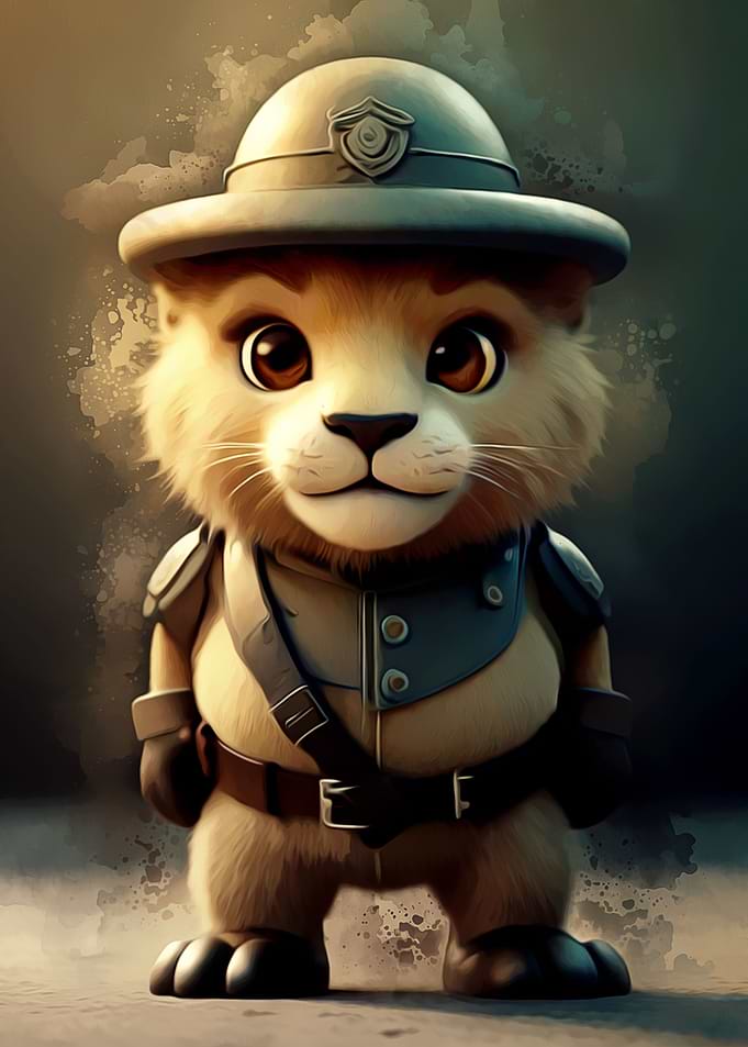 Cute lion cub army