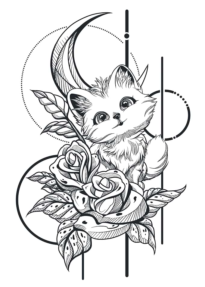 cat cute with flowers
