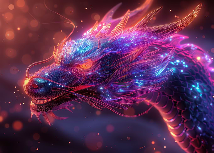 Asian Dragon head neon