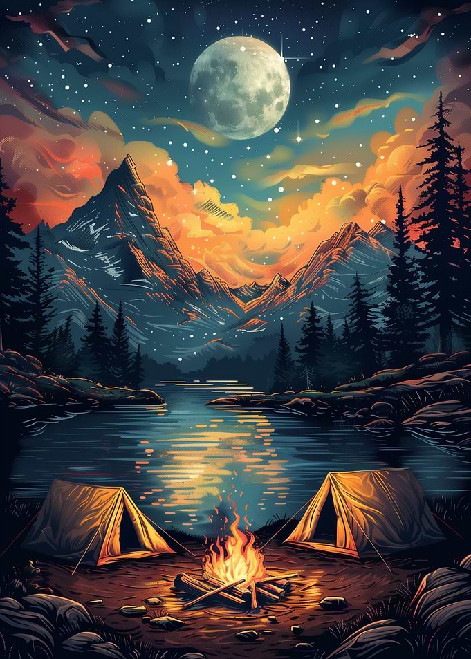Mountain Campfire Camping