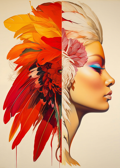 Feathered Flame Maiden — living room metal wall art