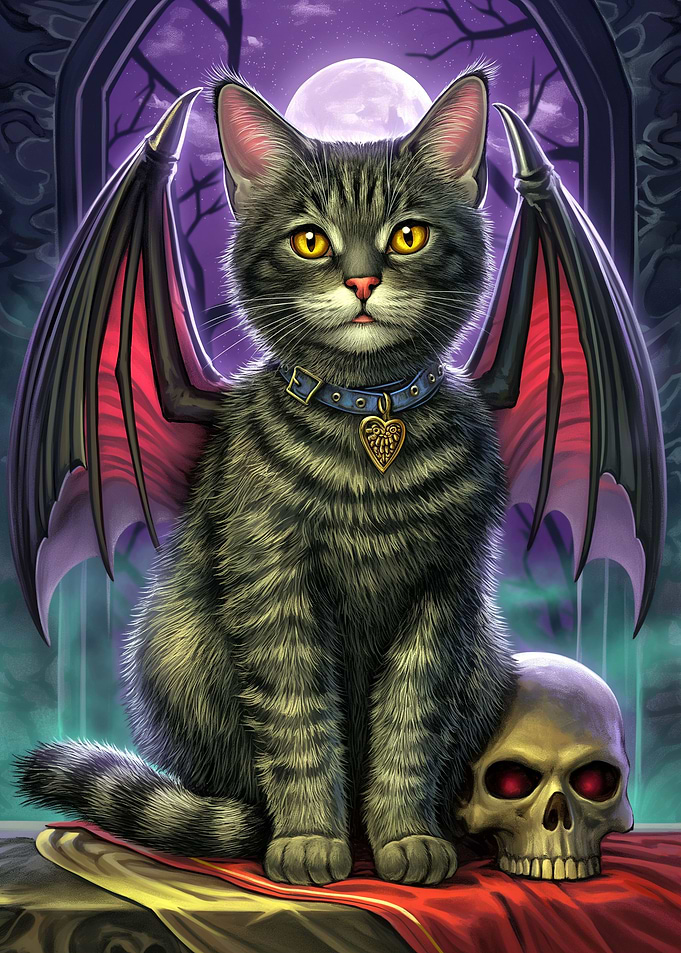Black Cat with Bat Wings
