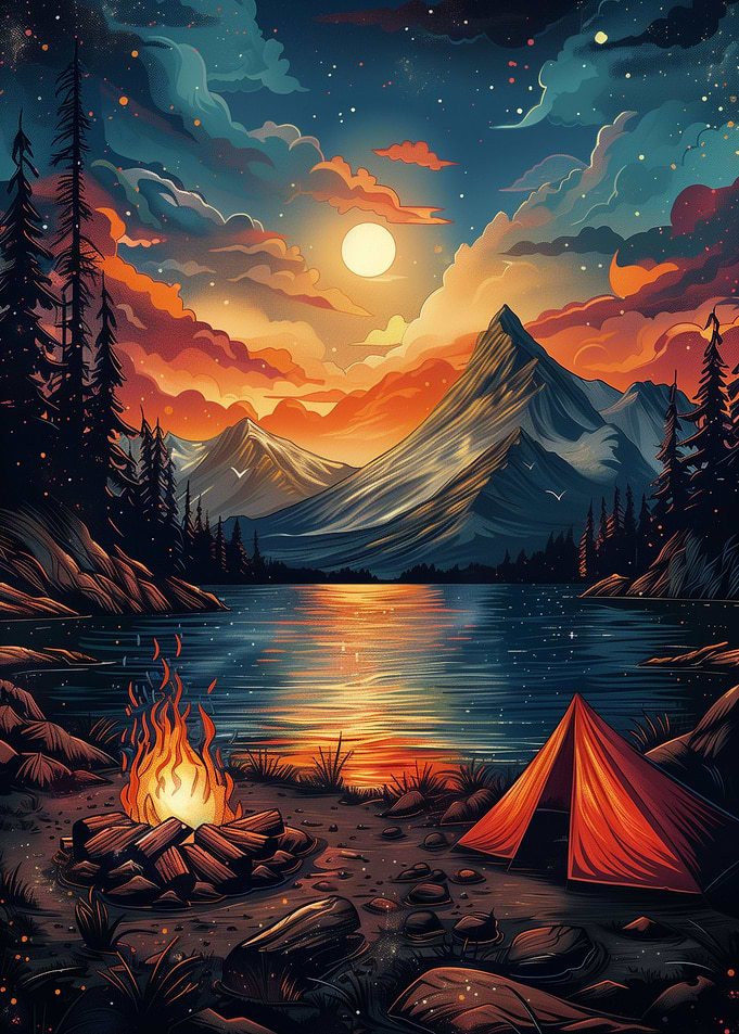 Mountain Campfire Camping