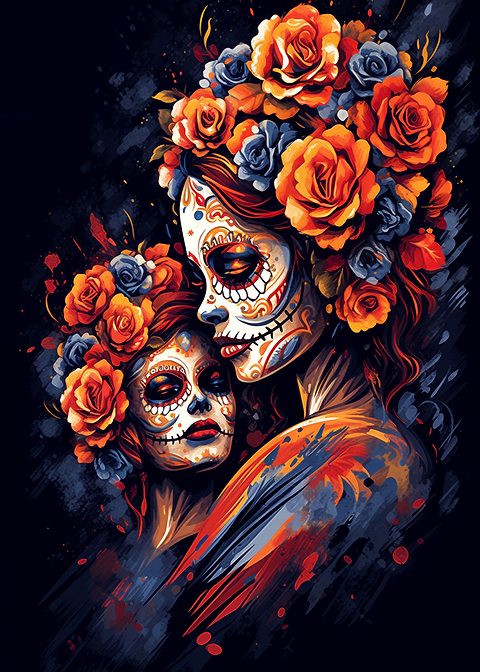 Day of the Dead Beauty — sugar skull metal wall art