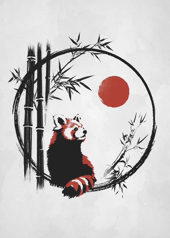 Red panda under the sun