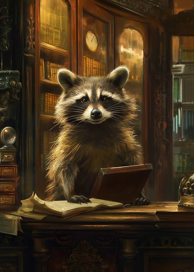 Raccoon Library Reading