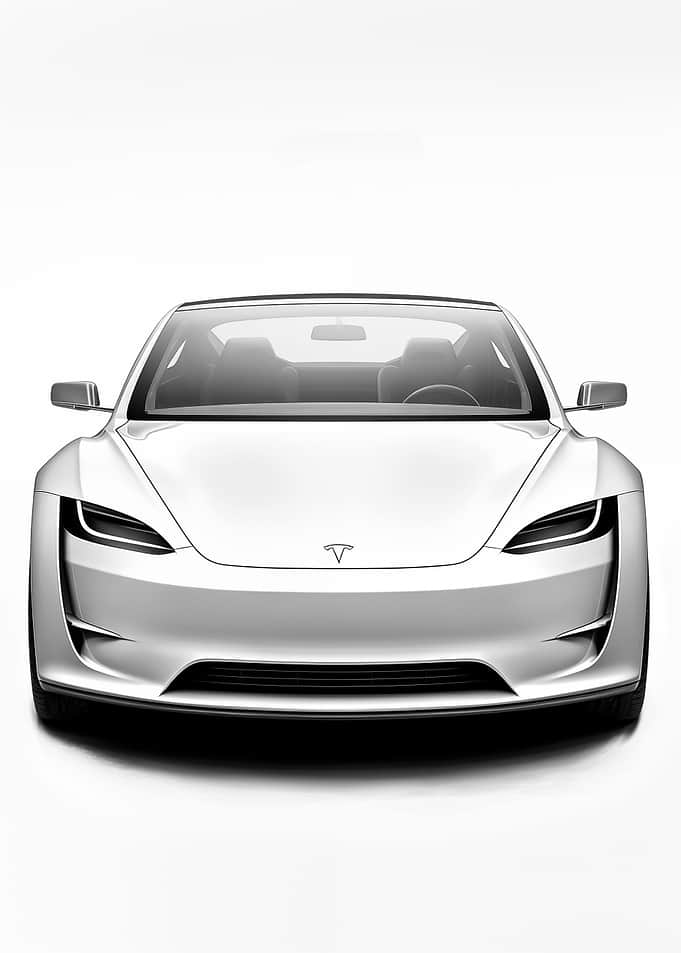 Tesla white electric car