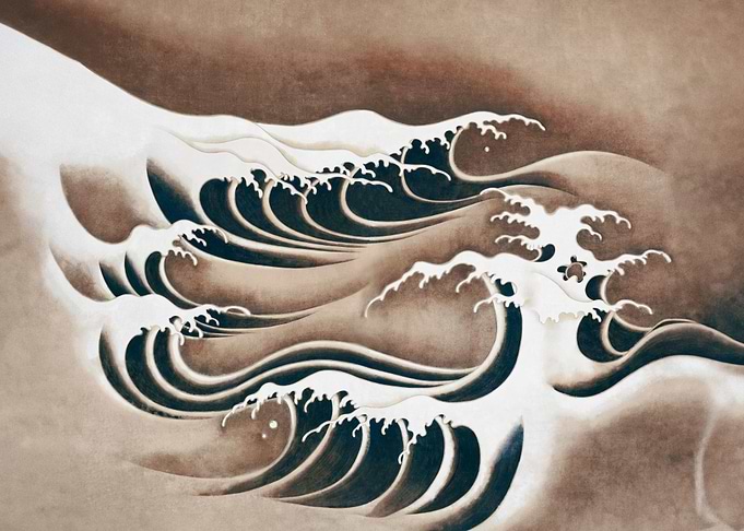 Foaming waves