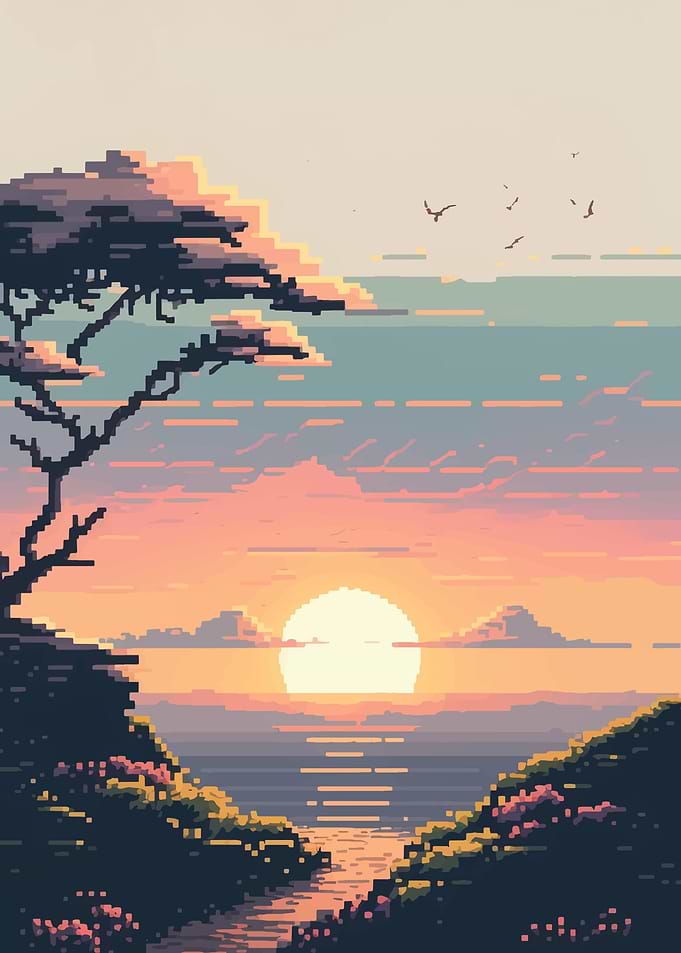 Beauty sunset pixel art