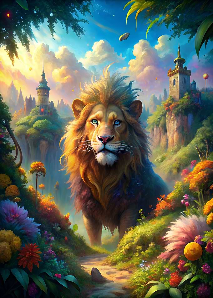 Lion in paradise