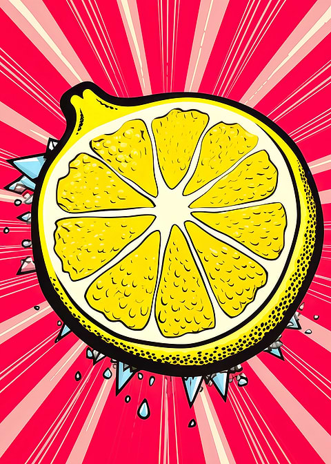 Zesty Pop Art Lemon — metal poster wall art