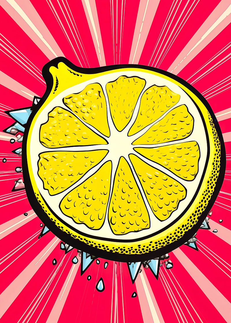 Zesty Pop Art Lemon — metal poster wall art