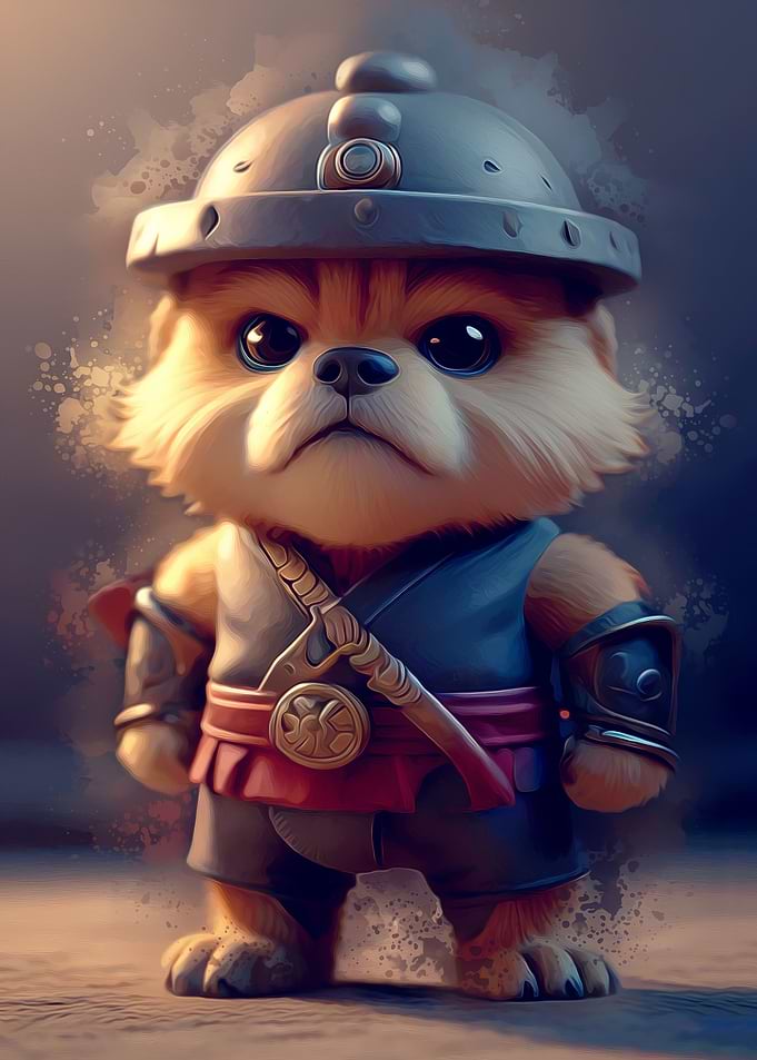 Cute dog warrior