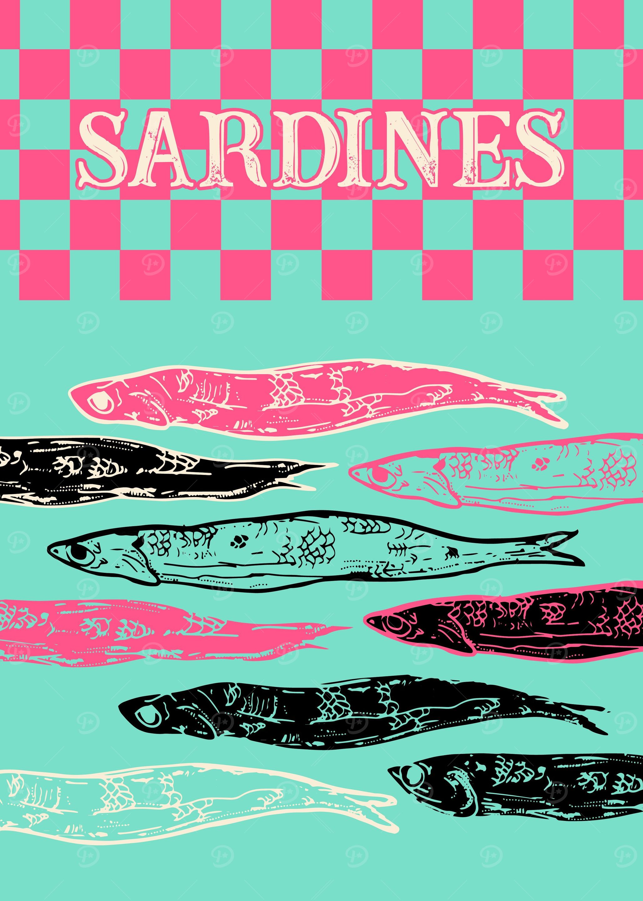 Retro Sardines Plaid Pink