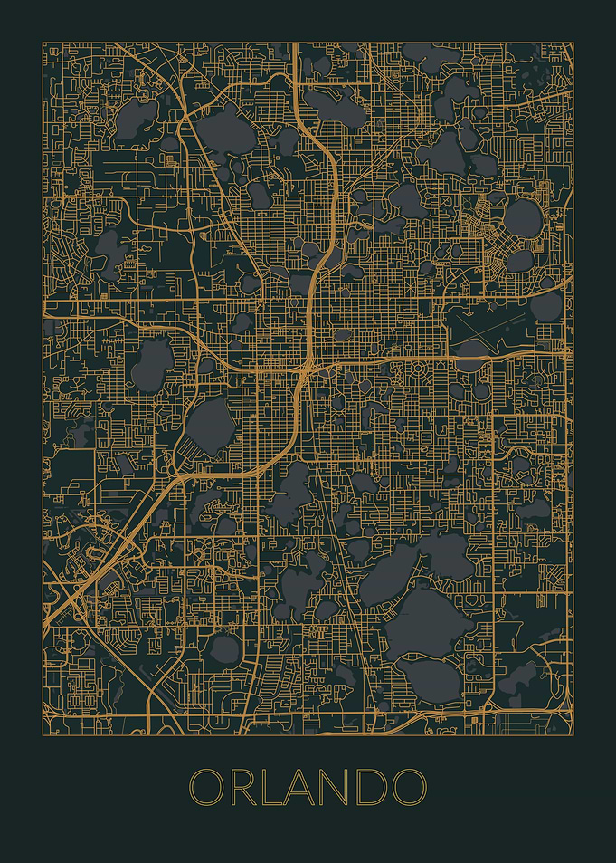 Orlando Gray Orange Map