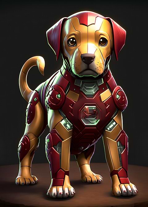 Cybernetic Puppy — kids room metal wall art