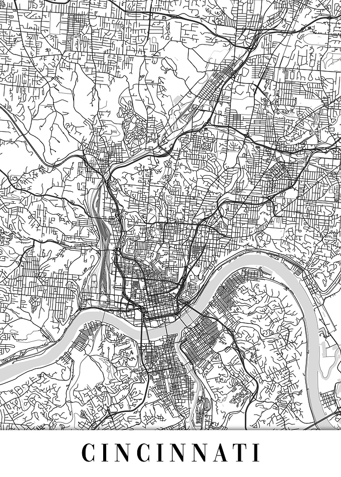 Cincinnati White Map