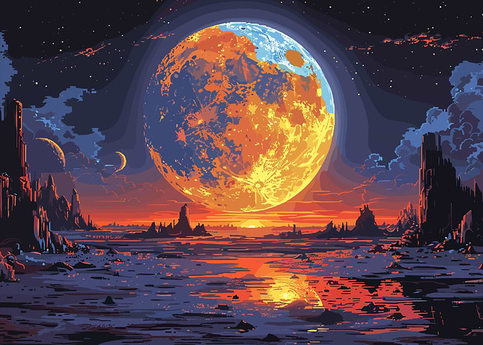 Moon And Galaxy
