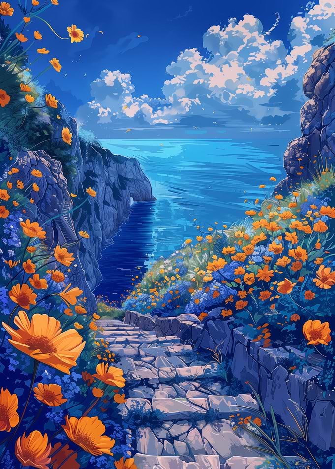 Flower Stairs Seascape