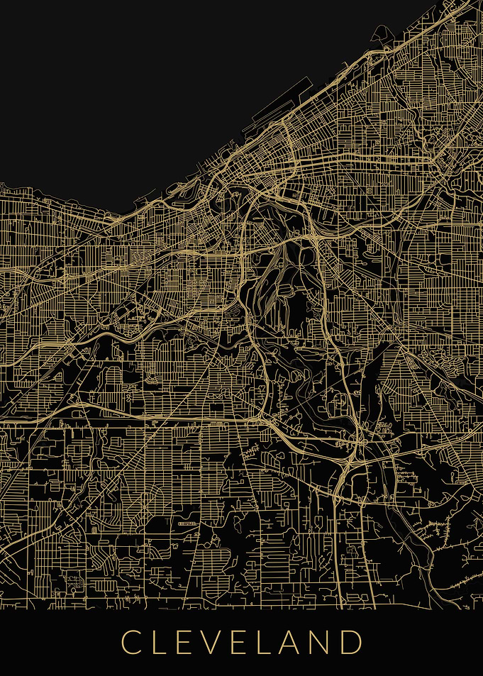 Cleveland Map Black Gold