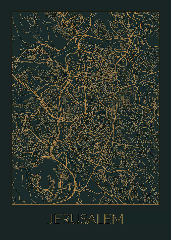 Jerusalem Gray Orange Map