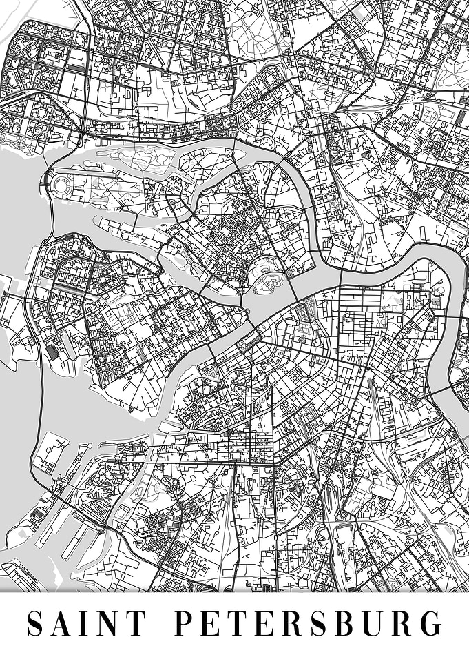 Saint Petersburg White Map