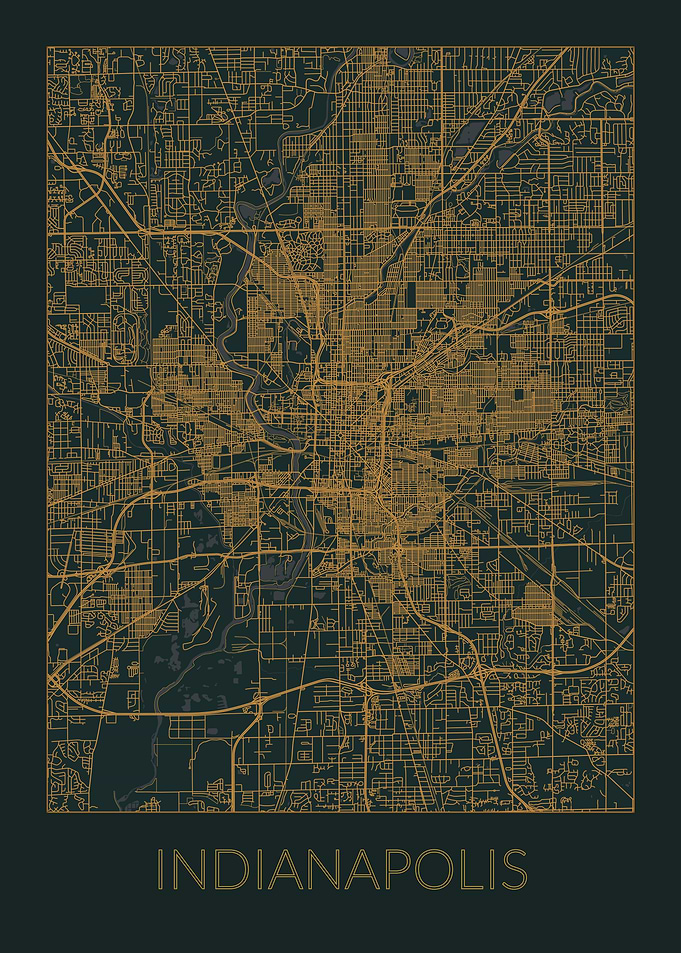 Indianapolis Gray Map
