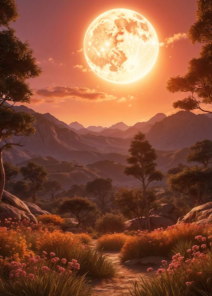 Full Moon Over Mountain