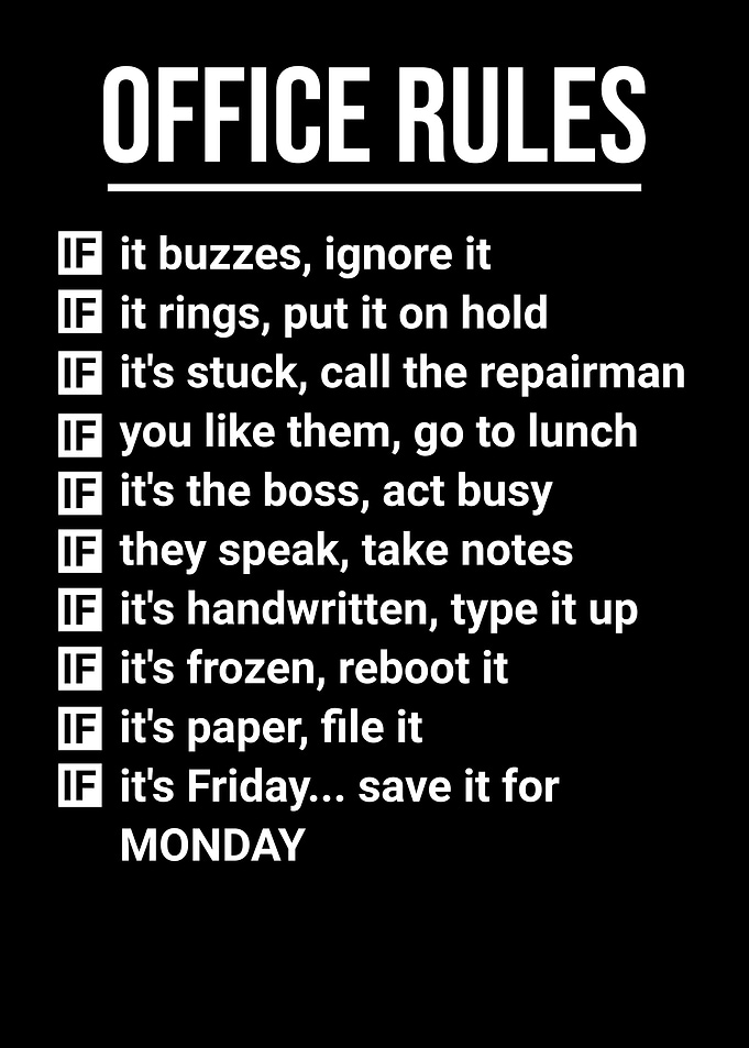 OFFICE RULES WHITE TEXT