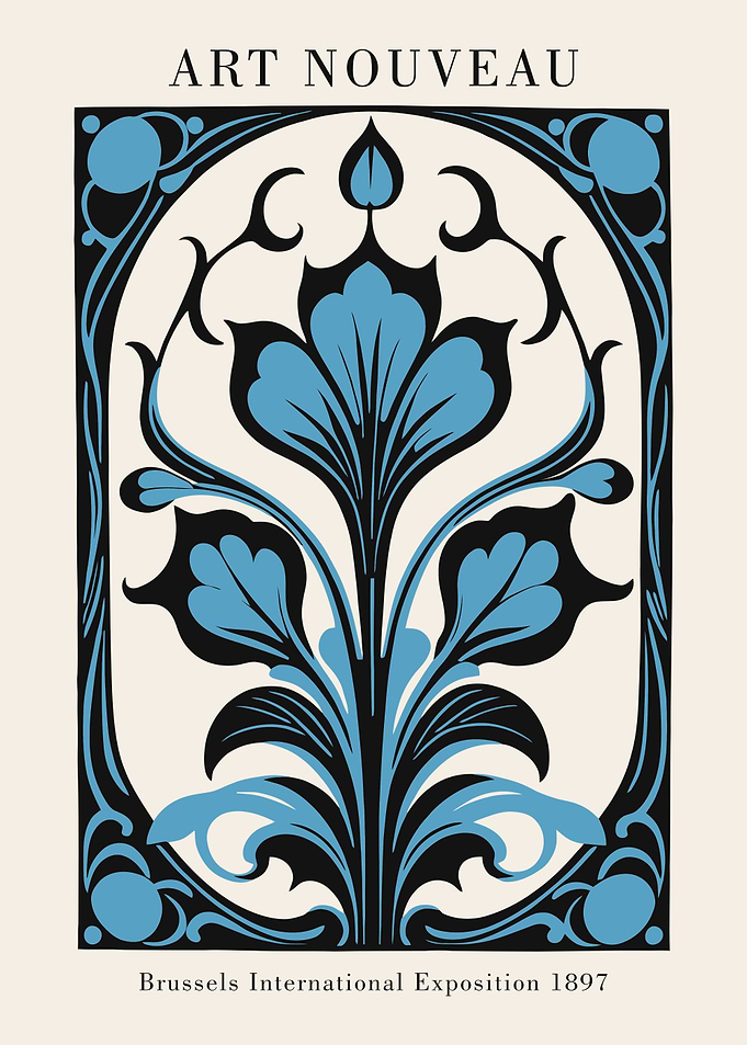 Blue Floral Art Nouveau