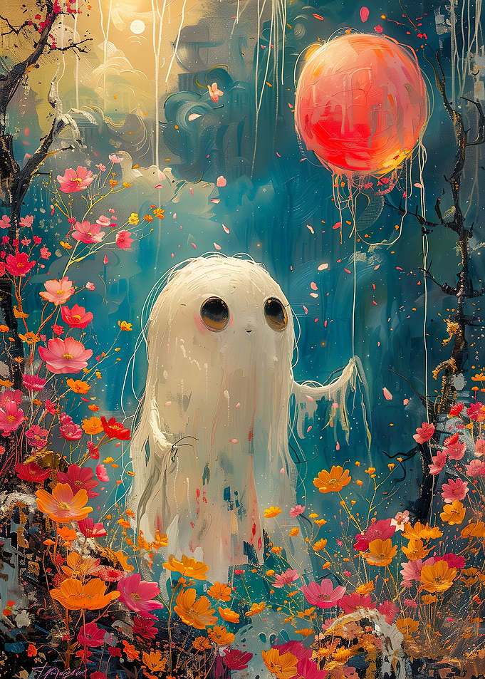 Happy Floral Boho Ghost