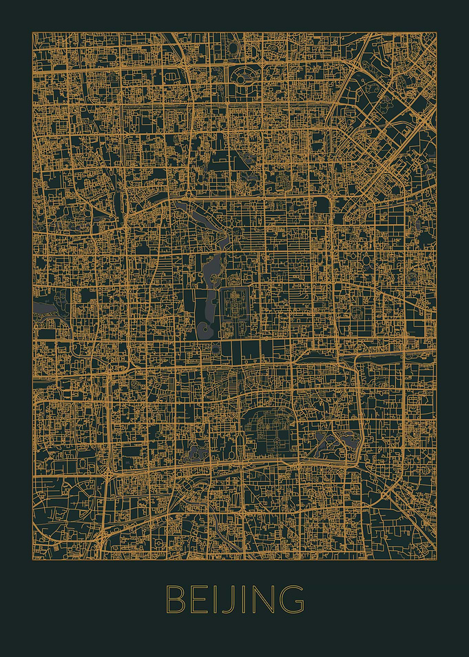Beijing Gray Orange Map