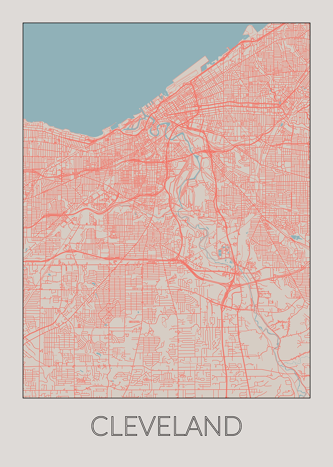 Cleveland Vintage Map