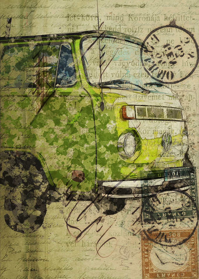 vw kombi art painting