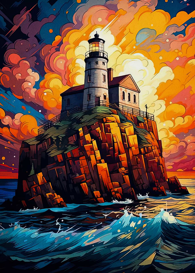 starry night lighthouse